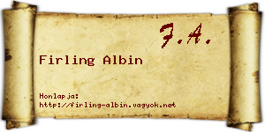 Firling Albin névjegykártya